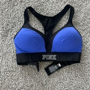 PINK Victoria's Secret Black and Blue Sports Bra
